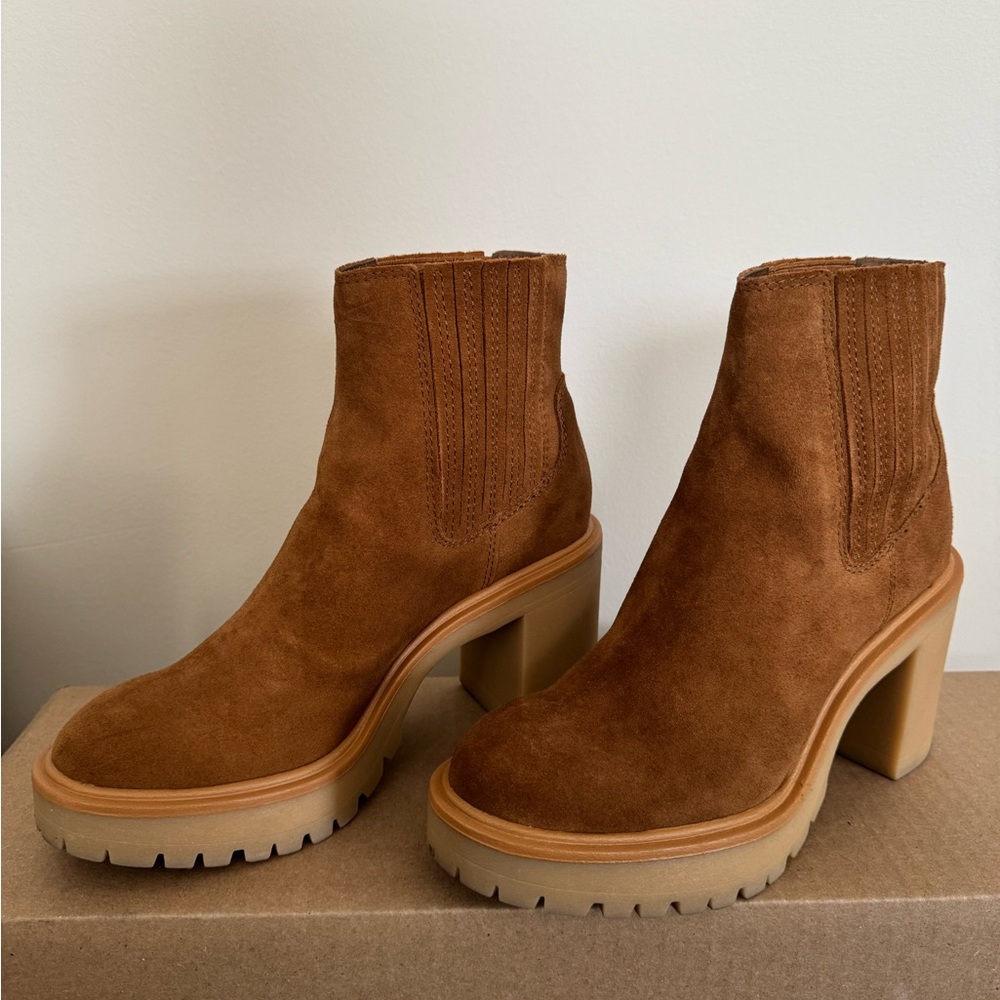 Dolce Vita Brown Suede Heeled Boots - Caster Waterproof - Picture 3 of 7
